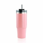 Large Capacity Vacuum Bottle Insulated Coffee Milk Tea Cup Exercise Jogging Stainless Steel Drink Mug with Transparent Lid Home Black 600ml