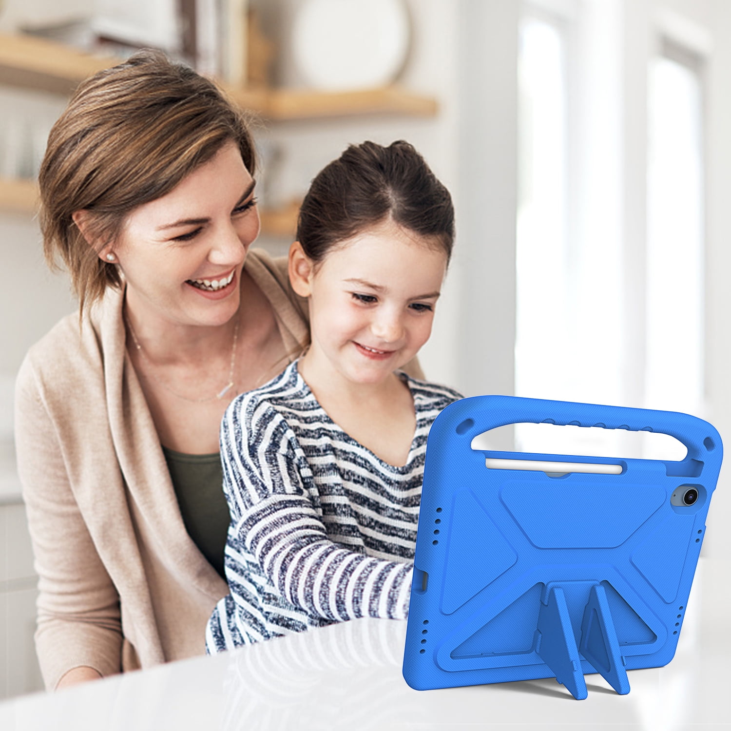 ELEHOLD for iPad 10th Generation 10.9" 2022 Rugged Case Kids Friendly EVA Full Body Protective Handle Grip Pencil Holder Kickstand Shockproof Kids Case for iPad 10th,Blue