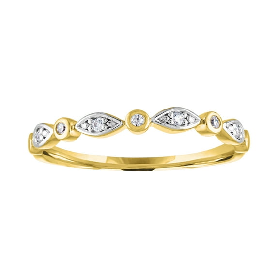 14kt Yellow Gold Plated Genuine Diamond Accent Stackable Ring