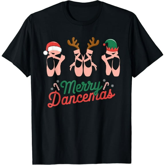 Womens Merry Dancemas Ballet Dancer Teacher Christmas Dance T-Shirt men and women can wear, black, white, gifts