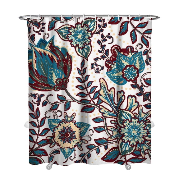Elegant Floral Shower Curtain Hotel Style 72x84 Inch Waterproof Bath Curtain - Vintage Chic Polyester Fabric Fade-Resistant Machine Washable with Metal Grommets