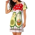 thumbnail image 2 of Rateoe Avocado Lovers Wearing Umbrella Print Women’s Nightdress – Cozy Cotton Short-sleeved Sleep Shirt, Loose-Fit Sleepwear, Perfect for Relaxing and Sleeping, 2 of 6
