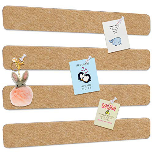 SHINGONE 8 Pieces Felt Bulletin Board Bar Strip Self-Adhesive Pin Board Bar Frameless Wall Memo Strip with 40 Pieces Pushpins for Office Classroom Home Display Message Memo