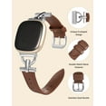 thumbnail image 4 of Wearlizer Leather Band Compatible with Sense Bands/Versa 3 Bands/Versa 4 Band/Sense 2 Band Women, Dressy Leather Strap with D-Shape Metal Buckle for Versa 3/Versa 4 Smartwatch, 4 of 6
