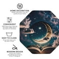 thumbnail image 3 of Yiaed Artistic Starry Sky Moon Book Print Leather Coasters for Drinks - Cup Coasters Coffee Table Kitchen Table Bar, Home & Office Gifts Handmade Drink Coasters-Octagon, 3 of 6