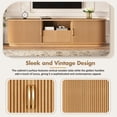 thumbnail image 3 of Aukfa Fluted TV Stand for TVs up to 75", Wood Entertainment Center with Sliding Doors for Living Room,Walnut, 3 of 8