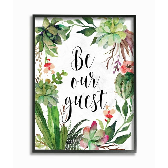 The Stupell Home Decor Collection Be Our Guest Floral Wreath Family Typography Oversized Framed Giclee Texturized Art, 16 x 1.5 x 20