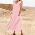 thumbnail image 2 of Lmueinov 2026 Women's V Neck Ruffle Cap Sleeve Cotton Maxi Dress, 100% Pure Cotton Loose Fit Side Pockets Casual Vacation Flowy Long Dress S-2XL, 2 of 5