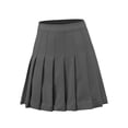 thumbnail image 2 of A2Y Women's Solid Zipper Pleated Mini Skirts Grey L, 2 of 3