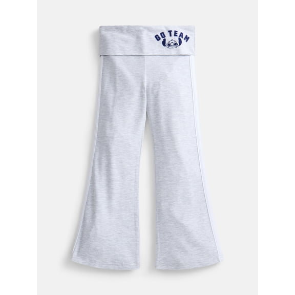 Stitch Girls' Varsity Graphic Flare Leggings with Foldover Waist, Sizes 4-18