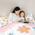 thumbnail image 5 of Castle Fairy Groovy Flowers Full Size Comforter Sets 3-Piece for Kids Teens,Chic Floral Blossoms Bedding Comforter Set,Spring Garden Lightweight Bedding Sets,Lightweight Room Decor,Reversible, 5 of 8