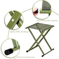 thumbnail image 2 of 1pc Outdoor Folding Stool, Heavy Duty Metal Portable Camping Chair with Breathable Nylon Seat Anti-Slid Leg Cover for Walking Hiking Fishing Gardening Bathroom Stool, Green 13.9x14.3x17.8inch, 2 of 9