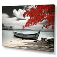 thumbnail image 2 of Designart "Monochrome Serenity Red and Grey Boat in Hawaii I" Hawaii Wall Art Living Room, 2 of 5