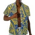thumbnail image 3 of Garronmavis Polynesian Matching Outfits for Couples Vacation Mens Button Down Shirt Medium Tall Shirts and Women's Tank Dress Polyester Midi Sundress with Pocket, 3 of 7