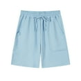 thumbnail image 4 of HOOMEUMY Men's Shorts Classic Summer Leisure Fashion Comfy Outdoor Solid Color Drawstring Elastic Waist Shorts Beach Shorts (Light Blue,XXXL), 4 of 7