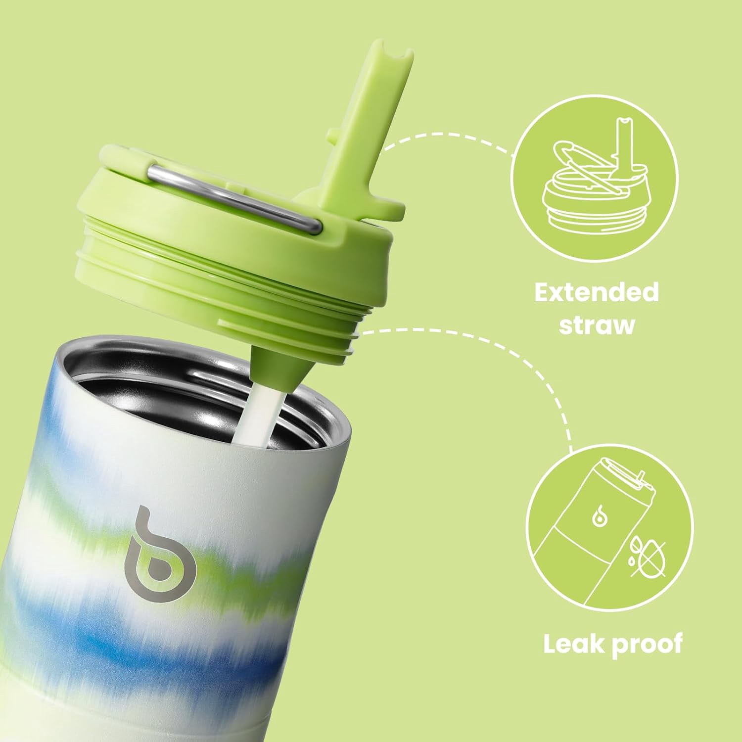BOTTLE BOTTLE Insulated Water Bottle 24oz with Straw Lid and Handle for Sports Travel Gym Stainless Steel Water Bottles Double-Wall Vacuum Metal Leak Proof BPA-Free (Mist)