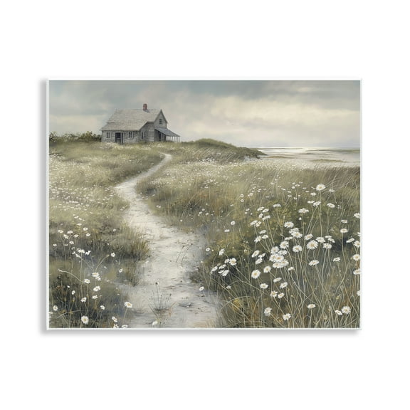 Stupell Industries Path To Coastal Cottage Landscape & Nature Painting Unframed Art Print Wall Art, 14 x 11