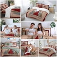 thumbnail image 5 of Merry Christmas Bedding Duvet Cover Set King Size 4 Pieces Leopard Red Black Plaid Stripes Wooden Texture Bedding Set with Zipper Closure, 1 Comforter Cover 92x106 Inch 1 Flat Sheet & 2 Pillow Cases, 5 of 7