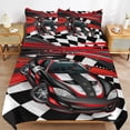 thumbnail image 2 of 3PCS Grid Racing Car Duvet Cover Set Twin, 1 Duvet Cover And 2 Pillowcase, Duvet Cover for Kids Girls Boys And Teens, 2 of 6