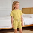 thumbnail image 3 of Ultrave Girls Summer Casual Outfit Short Sleeve Solid Top Elastic Waist Shorts with Pocket for 12M-11Y, 3 of 7