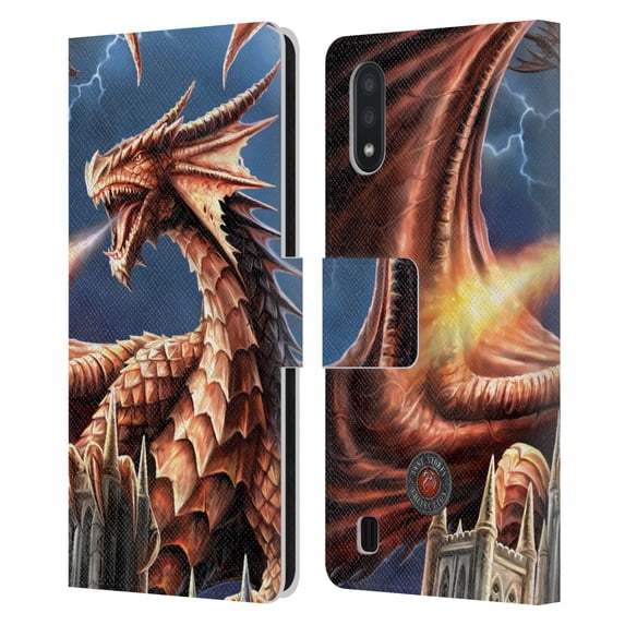 Head Case Designs Officially Licensed Anne Stokes Dragons Fury Leather Book Wallet Case Cover Compatible with Samsung Galaxy A01 (2020)