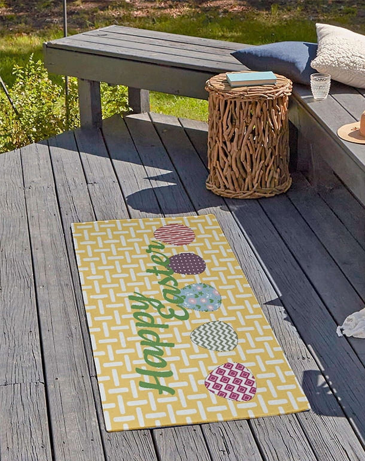 24" 36" Simply Daisy Happy Easter Novelty Chenille Area Rug, Daffodil Yellow
