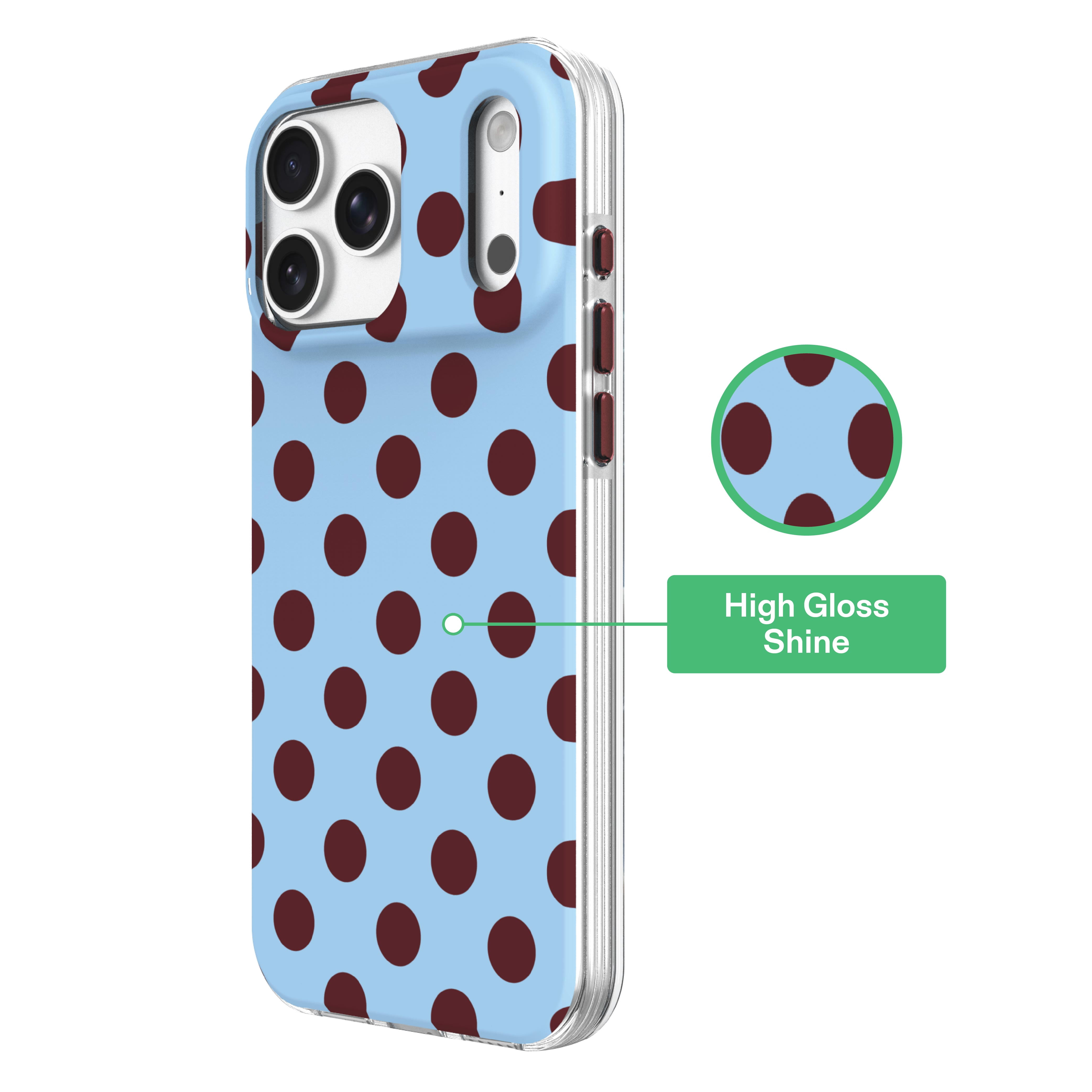 onn Phone Case for iPhone 18 Pro Max / 17 Pro Max, MagSafe Compatible - Blue and Burgundy Polka Dot