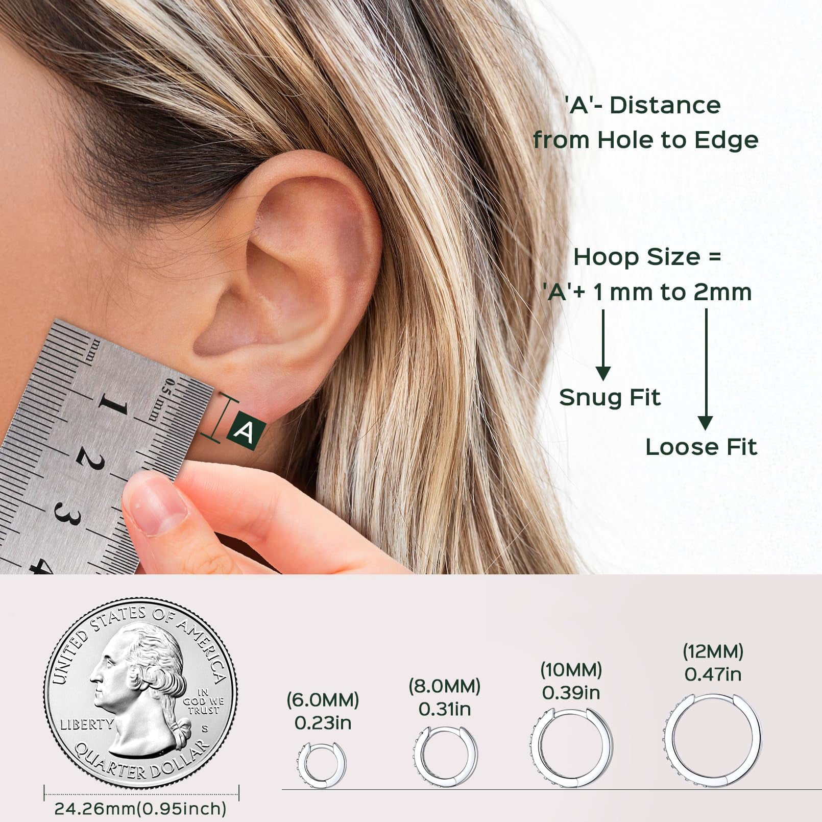 ChicSilver Silver Mini Huggie Hoop Earrings 925 Sterling Silver Earrings Cubic Zirconia Hoop Earrings for Women Cartilage Earrings Hypoallergenic 8MM