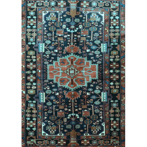 Ahgly Company Indoor Rectangle Persian Light Blue Traditional Area Rugs, 6' x 9'
