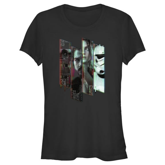 Junior's Star Wars: Andor Heroes and Villains Glitched Graphic Tee Black Large