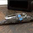 thumbnail image 5 of 925 Silver Plated Natural Chalcedony Cuff Bracelet for Women - Blue Stone March Birthstone Adjustable Open Bangle Handmade Jewelry - Gift for Birthday Christmas Wedding, 5 of 6