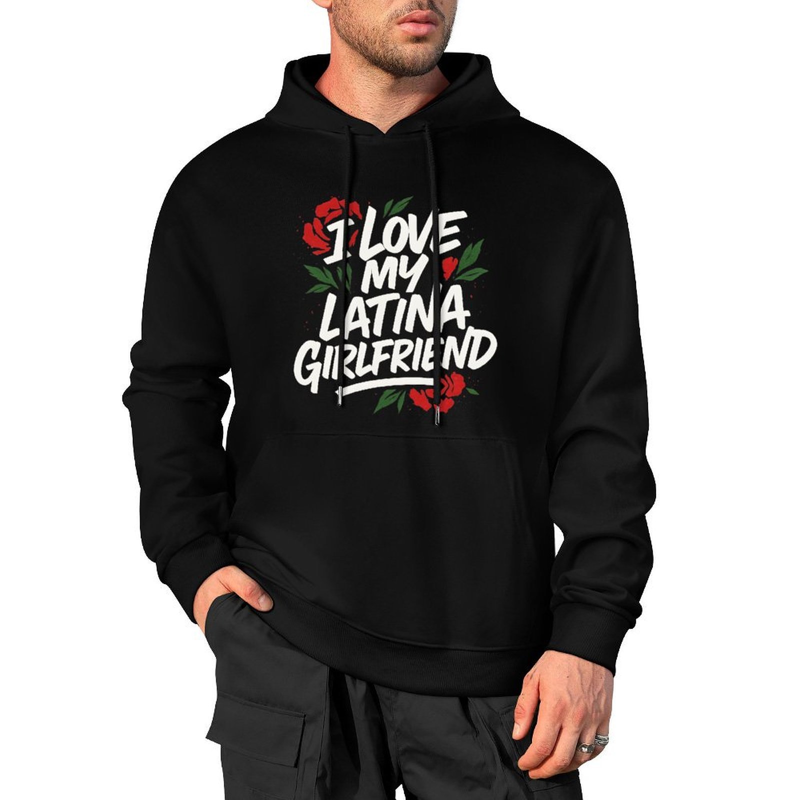 I Love My Latina Girlfriend Mens Casual Cotton Hooded Collar Drawstring Hoodies Pullover Sweatshirts Medium
