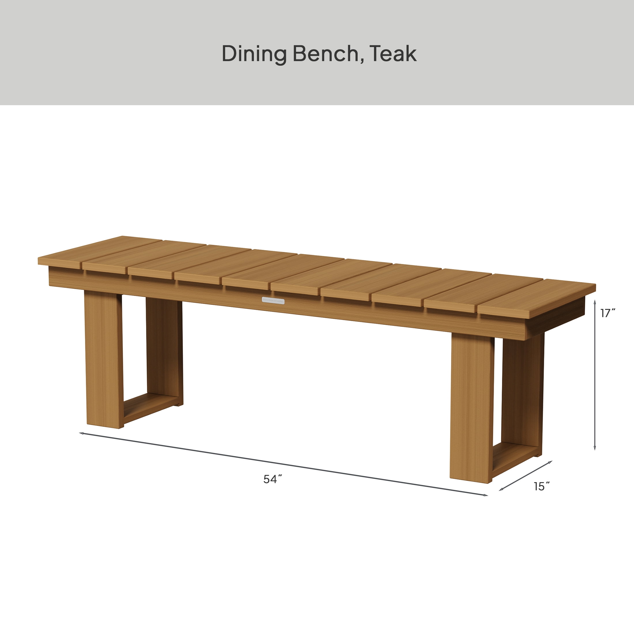 Better Homes & Gardens Ezra Outdoor Dining Bench, Teak HDPE, 54 in