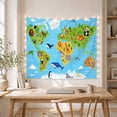 thumbnail image 5 of Educational World with Populated Animals Representing, Adventurous Vintage for Nautical Decor Lovers, Wall Decor, Graduation Gift, Tapestry Wall Hanging for Dorm and Living Room, 5 of 7