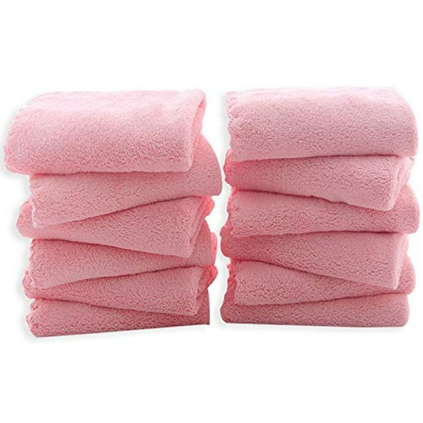 Towel TENSTARS, paquete de 12 paños de terciopelo coral, 30 x 30 cm