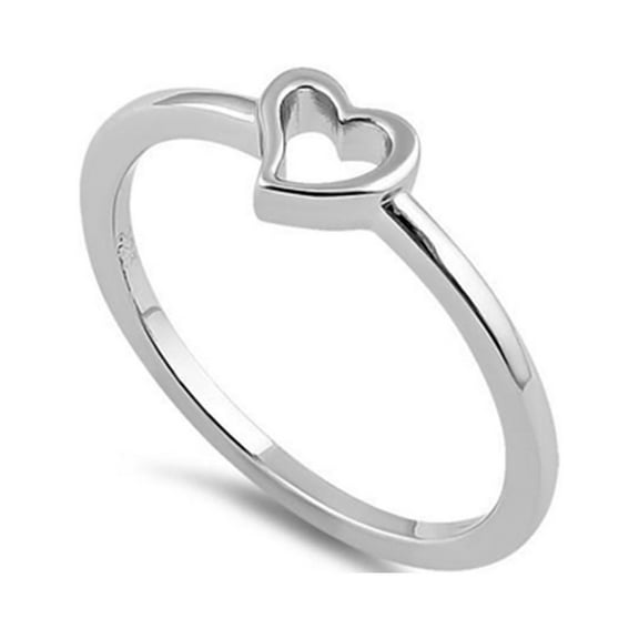 925 Sterling Silver Platinum Plated Darling Heart Women Valentines Day Gifts Ring