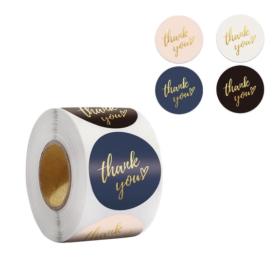 Orangide 4 Color Gold Foil Thank You Labels, Adhesive Seal Stickers For Gift Boxes Envelopes, Handmade Decorative Seals, Perfect For Wedding Party Favor