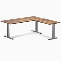 Desky Zero Hardwood L-Shape Office Desk - Pheasantwood / 72 X 30 X 70 X 24 Inches / Space Gray