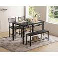 thumbnail image 2 of Farmhouse Kitchen Table Chairs Set for 4–47" Modern Dining Table for 4 with Bench&Chairs,Storage Shelf&Metal Frame,Space-Saving Design for Dining Room/Kitchen/Apartment, 2 of 9