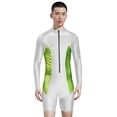 thumbnail image 2 of Yeahdor Men's Color Block Long Sleeve Surfing Swimsuit Zipper Bathing Suit Sun Protection Rash Guard White L, 2 of 5