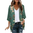 thumbnail image 3 of UVEASISHA Women 3/4 Sleeve Open Front Cardigans Lightweight Soft Summer Casual Tops Loose Thin Office Wear Cardigan Multicolor L, 3 of 6