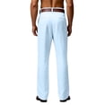 thumbnail image 4 of Mens Linen Cotton Pants Pleated Front Relaxed Fit Casual Beach Trousers with 4 Pockets Light Blue 3XL, 4 of 5