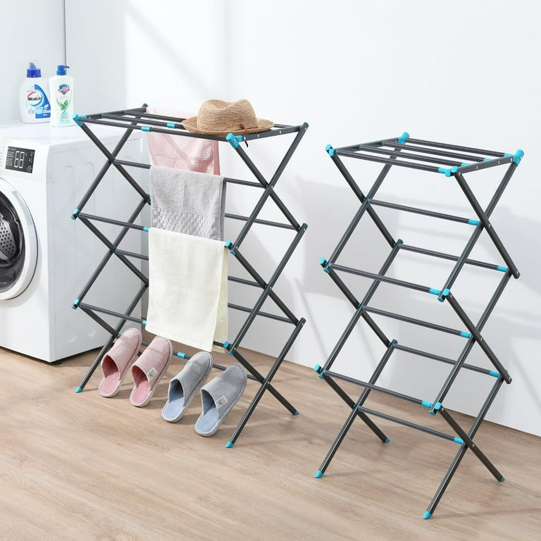 KK KINGRACK Portable Outdoor Folding Clothes Drying Rack 3 Tier Expandable Collapsible Steel Laundry Rack Graphite Walmart