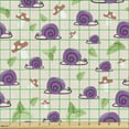 thumbnail image 2 of Ambesonne Spring Fabric by the Yard Upholstery, Snails Mushrooms Leaves Art, 5 Yards, Pale Purple Green and Rust, 2 of 5