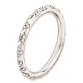 thumbnail image 4 of 2.5mm 925 Sterling Silver Stackable Rhodium Textured Ring Size 5 Stackable Ring for Women, 4 of 9