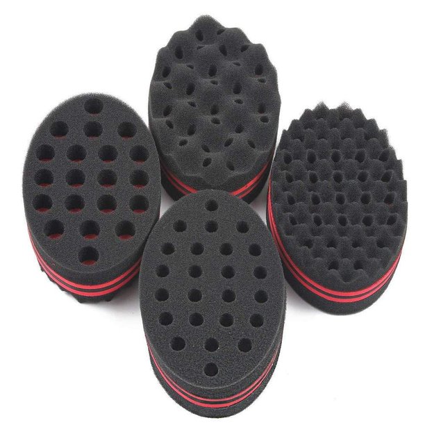 HALLO Set of 4 Big Holes Hair Brush Sponge Twist Wave ...