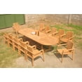 thumbnail image 5 of Grade-A Teak Dining Set: 12 Seater 13 Pc: 118" Mas Oval Trestle Leg Table And 12 Clipper Stacking Arm Chairs Outdoor Patio WholesaleTeak #51CP2713, 5 of 5