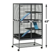 Critter Nation by MidWest Homes for Pets Double Unit Small Animal Cage, Habitat for Rats, Chinchillas, Ferrets, Sugar Gliders, Tool-Free Assembly, with Full-Width Doors, Shelves & Removable Base Pans