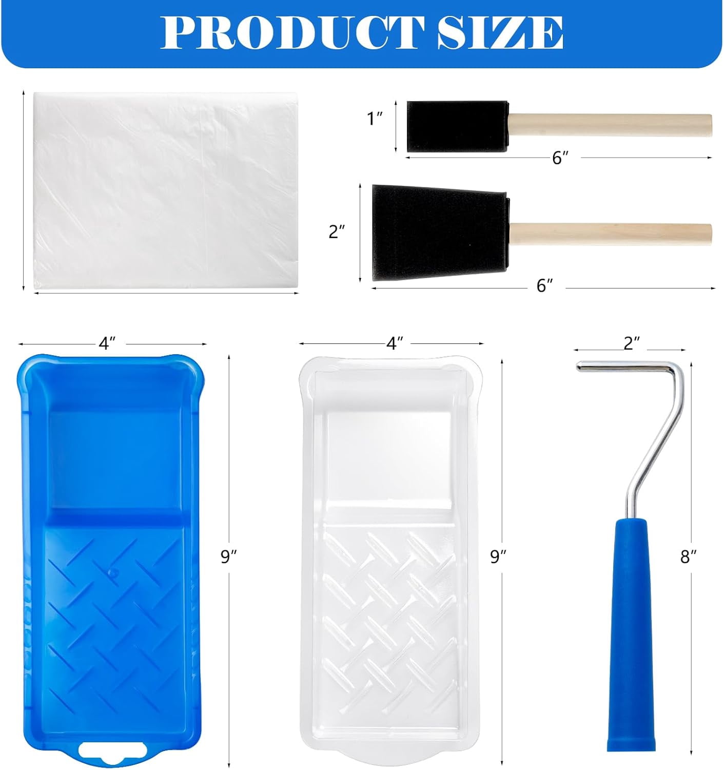 Paint Roller Kit, 25 Pack, 2 Inch Foam Paint Roller, Small Paint Rollers, Paint Roller Tray Liners, Sponge Brush with Plastic Sheeting, Mini Rollers for Painting Furniture