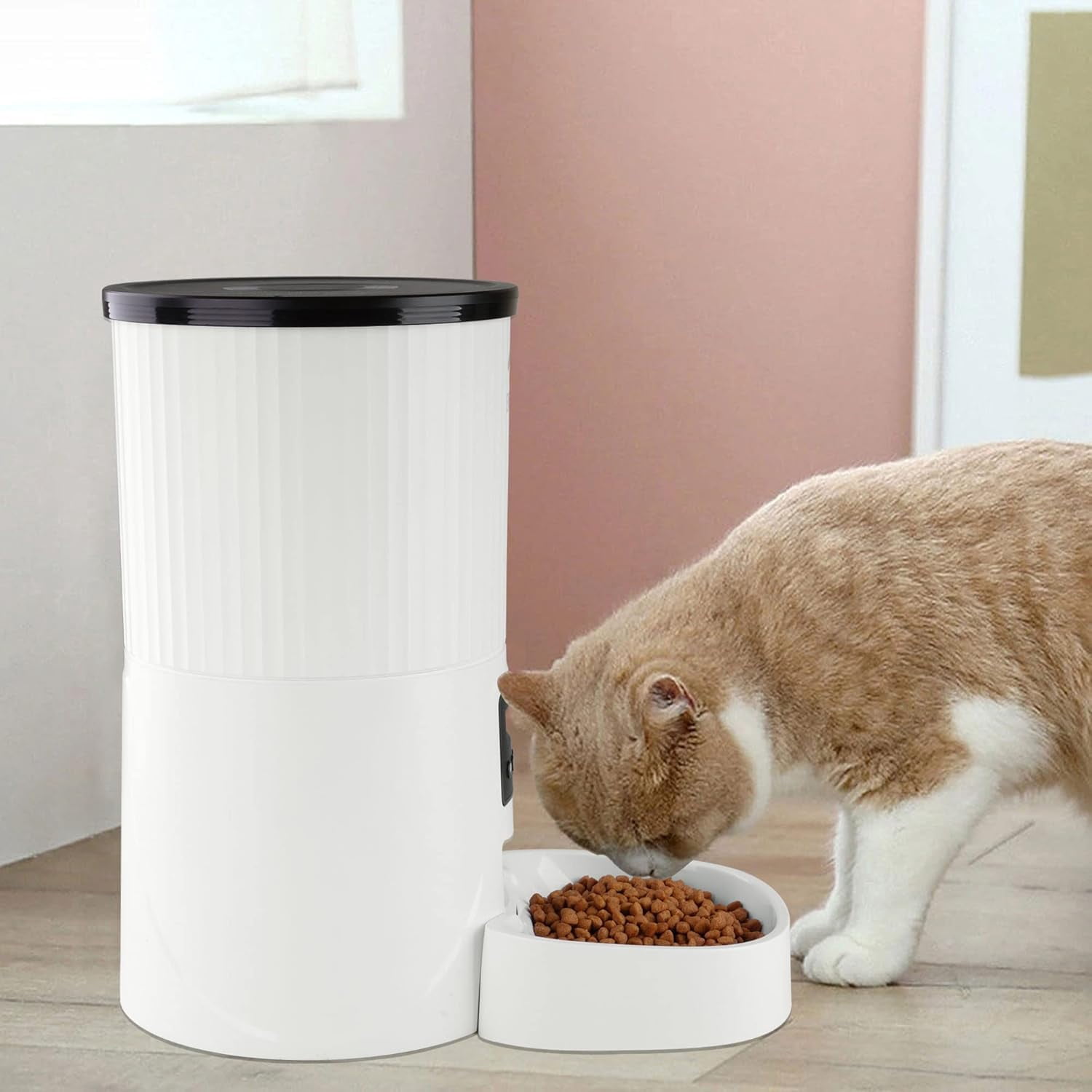 Elevon 4L Automatic Cat and Dog Feeder – Smart Food Dispenser with Portion Control, 10s Voice Recorder, Programmable Timer & Desiccant Bag, White